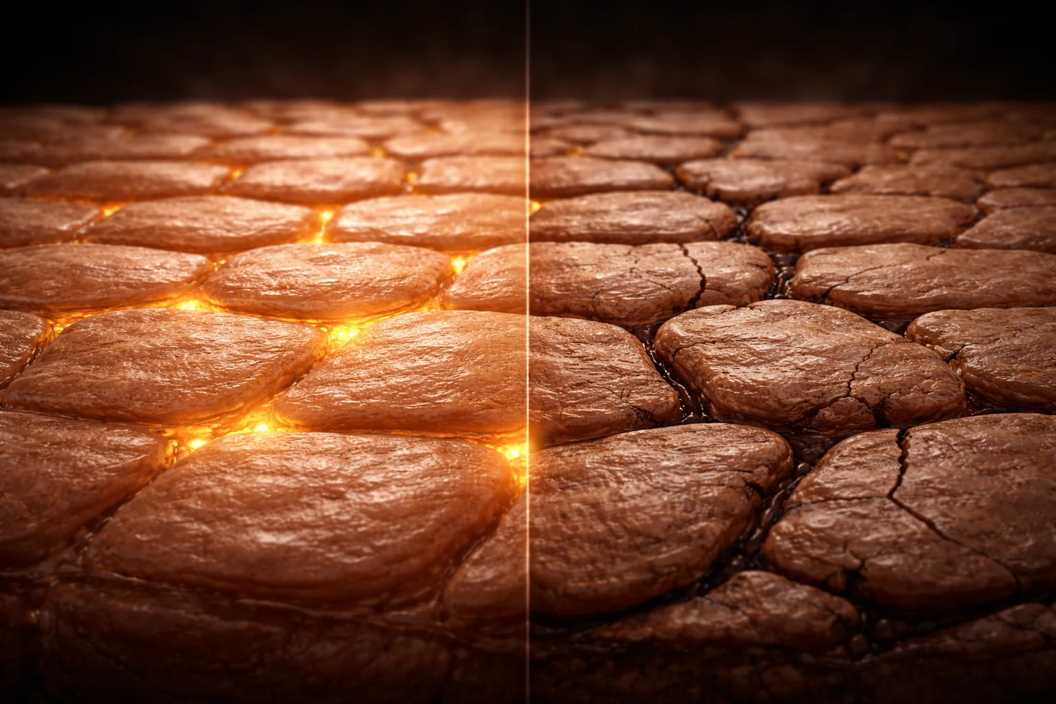 Intact vs compromised skin barrier comparison